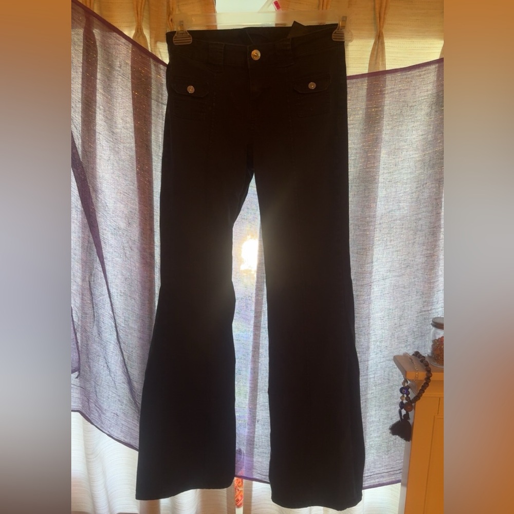 Black Flared Low-Rise Jeans